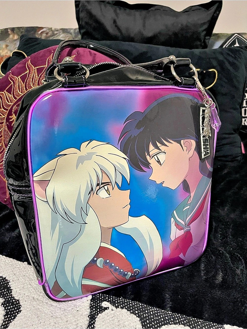 Dolls Kill InuYasha You Feel Me Light Up Bag Black & Purple